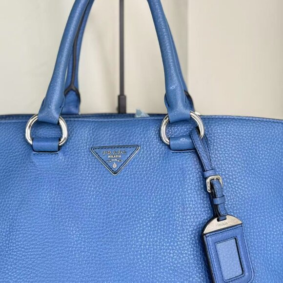 Prada Blue Leathe Convertible Shopper Tote - Picture 7 of 11